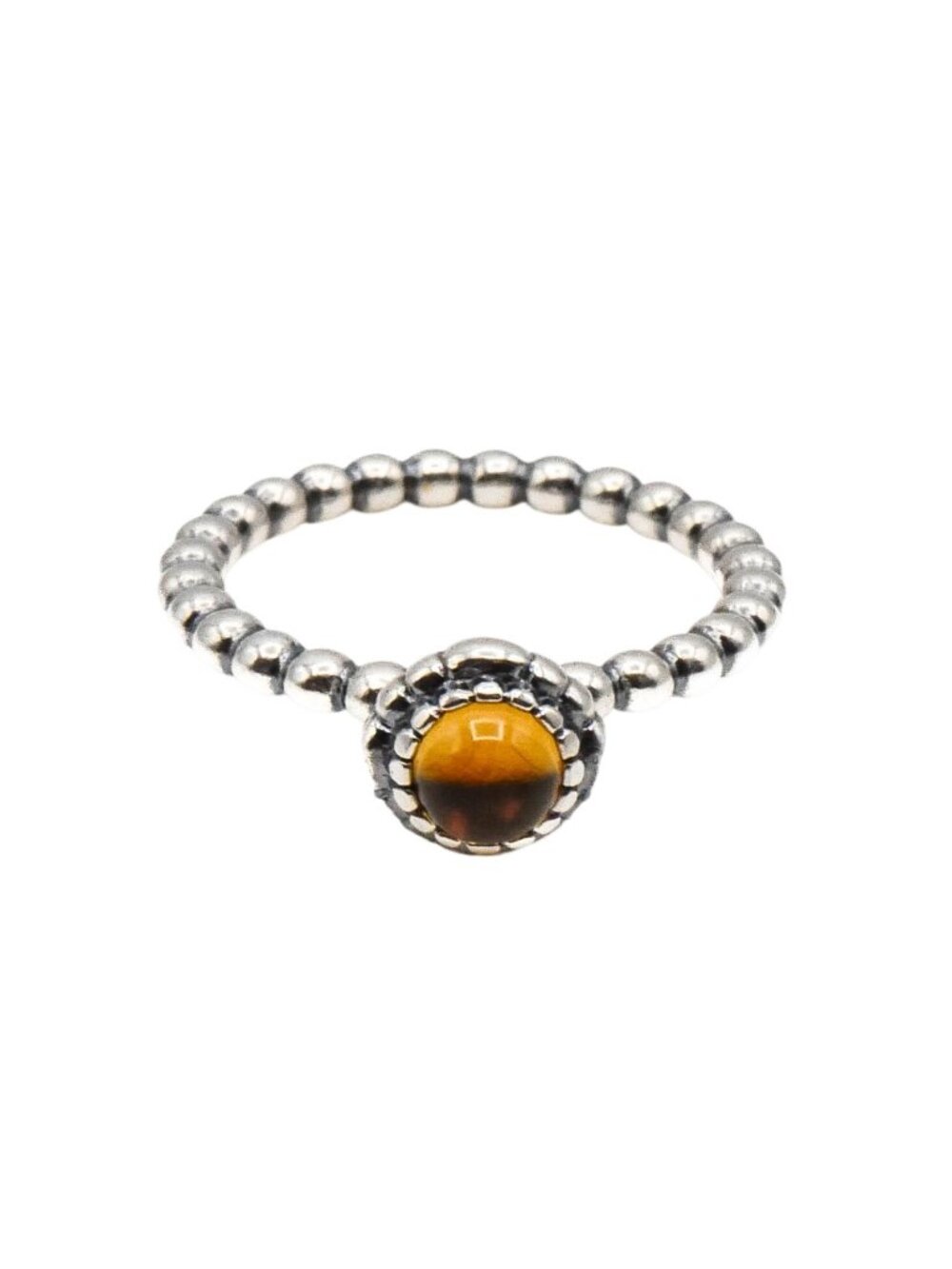 Pandora November Birthday Bloom Ring Citrine Sterling Silver Stackable Size 7